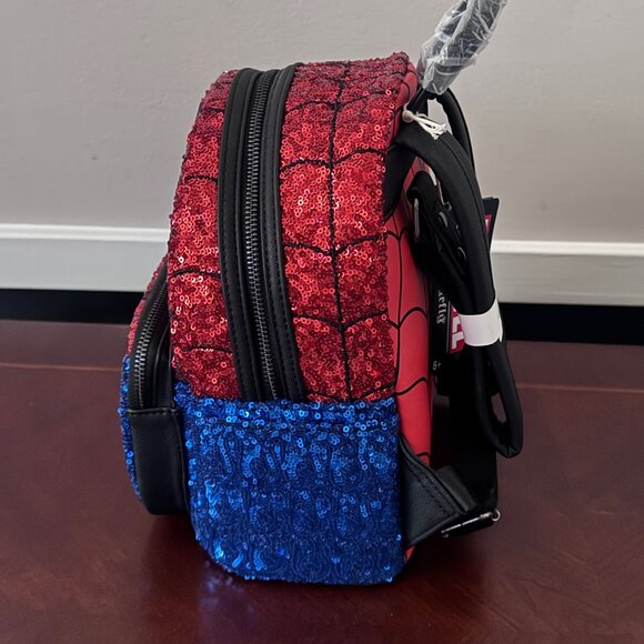 Loungefly Marvel Sequins Spiderman Mini Backpack New with Tags - Picture 5 of 13